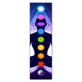 Detailed view of meditation tapestry featuring seven colorful chakra symbols and yinyang - 40x150cm / Yin Yang Chakra Starry (Style 14)