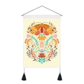 American style butterfly tapestry wall art with orange moth and black tassels - 35x50cm / Folk Moth Botanical (Style 5)