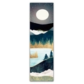 Détail d'art mural de paysage avec montagnes bleues et pins dorés au lever du soleil - 40x150cm / Champ Enneigé au Clair de Lune (Style 9)