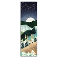 Détails de la tapisserie verticale avec montagnes au lever du soleil et forêt dorée - 40x150cm / Forêt Étoilée Bleu Profond (Style 13)