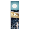 Détail de tapisserie abstraite avec paysage de montagne et textures dorées - 40x150cm / Rochers de la Pleine Lune Azur (Style 14)