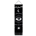 Bohemian black and white sun eye wall tapestry with wooden frame and fringe tassels - 32.5x130cm / I OPEN MYSELF Black White (Style-6)