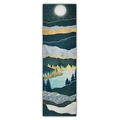 Tapisserie murale paysage abstrait avec ciel étoilé, montagnes et pins dorés élégants - 40x150cm / Montagnes Luxueuses aux Contours Dorés (Style 17)