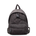 Quilted nylon backpack for women with multiple zip compartments and padded texture - Gray