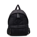 Quilted black puffer backpack for women featuring multiple compartments and soft padding - Black