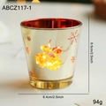 Photophore de Noël doré en verre avec intérieur rouge et motifs de clochettes festifs - Gold Small Bell