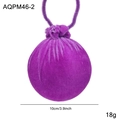 Purple velvet drawstring gift bag, 10cm Christmas ball ornament with soft flocking texture - Small / Purple
