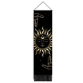 Bohemian sun moon tapestry with golden astrological print and black tassels - 32.5x130cm / Golden Closed Eye Sun Stars (Style-9)