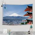 Detail of Mount Fuji and cherry blossoms printed on Japanese style decorative wall tapestry - 95x73cm / Mt Fuji Pagoda Night View (Style 4)