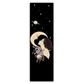 Detail of artistic star and moon tapestry featuring a sleeping girl with purple flowers - 40x150cm / Black Background Moon Meditating Goddess Style (Style 1)