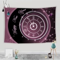Purple Happy New Year tapestry with vintage roman clock design for home wall decor - 95x73cm / New Year Clock Style-2