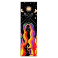 Minimalist wall tapestry featuring a bohemian girl with rainbow hair and celestial sun moon symbols - 40x150cm / Black Rainbow Gradient Hair Goddess Style (Style 5)