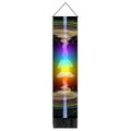 Dettaglio dell'arazzo da meditazione bohémien con aura arcobaleno e nappe nere decorative - 32.5*130cm / Stile Campo Energetico di Meditazione Seduta (Stile 3)