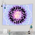 Detail of bohemian sun and moon tapestry with mandala pattern in purple and cyan tones - Mandala Sun Moon Star Style-9