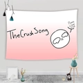 Dettaglio dell'arazzo sfumato rosa con testo The Crush Song e grafiche cartoon - 95x73cm / Testo Rosa Sfumato (The Crush Song)