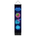 Striscione da muro di Halloween con teschio neon e pipistrelli e nappe nere - 32.5x130cm / Stile Teschio Tela di Ragno Neon (款式3)