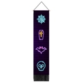 Banner in tessuto dettagliato con ragnatela, bara e pipistrello al neon per decoro Halloween - 32.5x130cm / Stile Bara Pipistrello Neon (款式4)