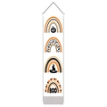 Vertical Halloween wall tapestry featuring festive rainbows with pumpkins, bats and boo text - 32.5x130cm / Boho Bohemian Rainbow Style (Style 13)