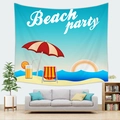 Square beach party tapestry with beach chairs and sunset for living room wall decor - 95x73cm / Beach Party (Style 1)