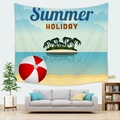 Summer Holiday beach island wall tapestry with palm trees and beach ball over a sofa - 95x73cm / Summer Holiday (Style 4)