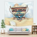 Retro beach island tapestry featuring shells and lighthouse for home wall decoration - Happy Harbor (Style 14)