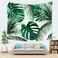 Nordic tropical wall tapestry featuring green monstera and palm leaves on white background - 150*100cm (Brushed) / Style 2