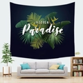 Nordic tropical green plant tapestry with yellow flowers on dark blue fabric for wall decor - 150*100cm (Brushed) / Style 17