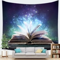 Macro view of magical fantasy book pattern on starry galaxy wall tapestry decor - 95x73cm / Fantasy Magic Book (Style 1)