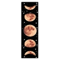 Detail showing lunar eclipse phases on peach skin fabric wall tapestry with starry night background - 40x150cm / Deep Space Orange Moon (款式2)