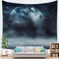 Detailed view of the galaxy tapestry featuring a full moon and forest in a cozy room - 95x73cm / Full Moon Coniferous Forest Pattern (Style 12)