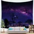 Detailed view of large galaxy tapestry with purple starry sky above a modern sofa - 95x73cm / Brilliant Deep Purple Galaxy Pattern (Style 15)
