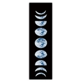 Vertical detail of moon phase cycle tapestry with realistic lunar craters on black fabric - 40x150cm / Realistic Moon Phase Crater (Style 12)