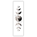 Vertical detail of moon phase wall hanging with watercolor texture and feather accents - 40x150cm / Minimalist Feather Moon Phase (Style 13)