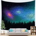 Wall tapestry featuring vibrant galaxy nebula and forest silhouette for bedroom decor - 95x73cm / Psychedelic Galaxy Forest Pattern (Style 18)