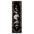 Vertical wall hanging featuring moon phase cycles with dried flowers on black fabric - 40x150cm / Symmetrical Floral Moon Phase (Style 14)