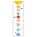 Vertical watercolor solar system tapestry featuring the eight planets on white background - Watercolor Eight Planets Style