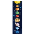 Vertical solar system wall art featuring cartoon planets on white peach skin fabric - Cartoon Solar System Panorama Style