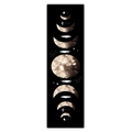 Detailed vertical view of moon phase tapestry featuring bohemian feather and floral motifs - 40x150cm / Deep Black Bohemian Moon Phase (Style 17)