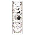 Detail showing lunar eclipse cycle phases with colorful flowers and feathers on tapestry - 40x150cm / Natural Floral Moon Phase (Style 18)