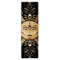 Detail of sun god face tapestry with golden metallic celestial pattern on black fabric - 40x150cm / Black & Gold Sun God (Style 20)