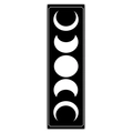 Detailed vertical view of moon phase tapestry showing five lunar stages on black fabric - 40x150cm / Minimalist White Moon Phase (Style 22)
