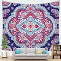 Mandala wandkleed in marineblauw en rood voor sfeervolle woonkamer wanddecoratie - Paisley Symmetrisch Mandala Stijl 13 (Style 13)