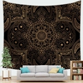 Wandtapijt mandala bohemien met goudkleurig bloemenpatroon op zwarte stof voor decoratie - 95x73cm (Perzikhuid) / Zwart Goud Mandala Stijl 15 (Style 15)