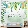 Dettaglio di un arazzo con foglie di palma tropicale appeso alla parete di un soggiorno - 150*130cm / Piante tropicali acquerello(Stile 3)