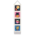 Vertical Christmas wall hanging with cartoon cat, orange, cocoa and deer illustrations - 32.5x130cm / Cartoon Fruit & Deer (Style 6)