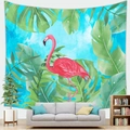 Dettaglio dell'arazzo tropicale con fenicottero e foglie di monstera su parete grigia - 150*130cm / Fenicottero rosso foresta pluviale(Stile 4)