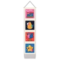 Vertical Christmas wall tapestry with four colorful minimalist cartoon illustrations - 32.5x130cm / Geometric Nordic Icons (Style 5)