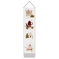 Vertical Christmas wall hanging with wood pole, tassels, and cozy hand-drawn holiday motifs - 32.5x130cm / Cozy Winter Illustrations (Style 8)