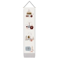 Detailed vertical wall hanging with hand-drawn Christmas motifs and a light wood rod - 32.5x130cm / Celebration Icons (Style 11)