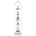 Detailed scroll flag featuring black and gold Christmas hand-drawn illustrations and greetings - 32.5x130cm / Black Gold Icons (Style 14)